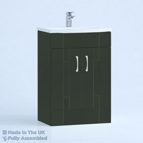 800mm Curve 2 Door Floor Standing Bathroom Vanity Basin Unit (Fully Assembled) - Cartmel Woodgrain Fir Green