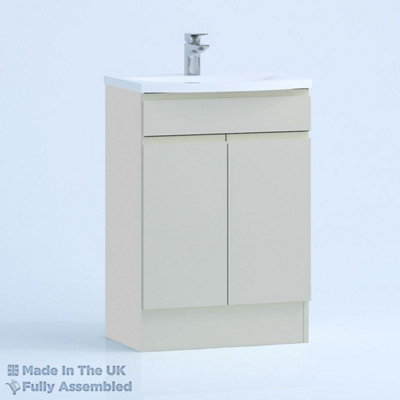 800mm Curve 2 Door Floor Standing Bathroom Vanity Basin Unit (Fully Assembled) - Lucente Gloss Light Grey Price Comparisons | Compare The Build