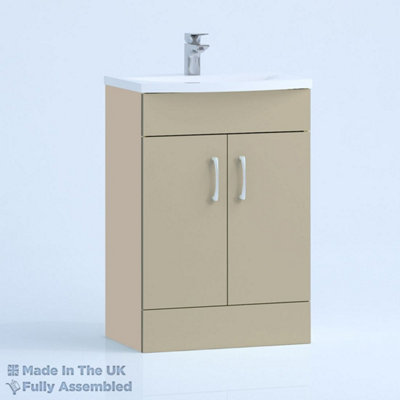 800mm Curve 2 Door Floor Standing Bathroom Vanity Basin Unit (Fully Assembled) - Vivo Gloss Cashmere Price Comparisons | Compare The Build