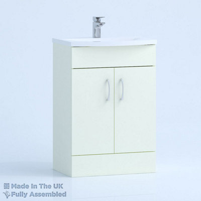 800mm Curve 2 Door Floor Standing Bathroom Vanity Basin Unit (Fully Assembled) - Vivo Gloss Ivory Price Comparisons | Compare The Build