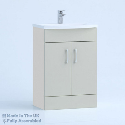 800mm Curve 2 Door Floor Standing Bathroom Vanity Basin Unit (Fully Assembled) - Vivo Gloss Light Grey Price Comparisons | Compare The Build