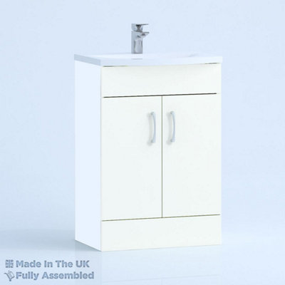 800mm Curve 2 Door Floor Standing Bathroom Vanity Basin Unit (Fully Assembled) - Vivo Gloss White Price Comparisons | Compare The Build