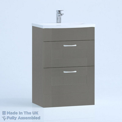 800mm Curve 2 Drawer Floor Standing Bathroom Vanity Basin Unit (Fully Assembled) - Cambridge Solid Wood Dust Grey Price Comparisons | Compare The Build