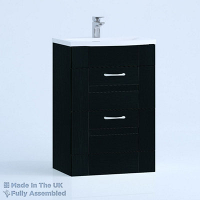 800mm Curve 2 Drawer Floor Standing Bathroom Vanity Basin Unit (Fully Assembled) - Cartmel Woodgrain Anthracite Price Comparisons | Compare The Build