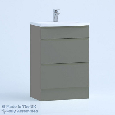 800mm Curve 2 Drawer Floor Standing Bathroom Vanity Basin Unit (Fully Assembled) - Lucente Matt Dust Grey Price Comparisons | Compare The Build