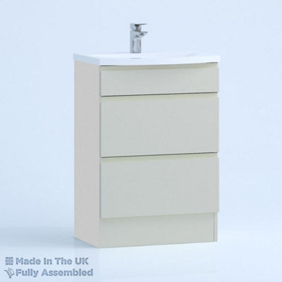 800mm Curve 2 Drawer Floor Standing Bathroom Vanity Basin Unit (Fully Assembled) - Lucente Matt Light Grey Price Comparisons | Compare The Build