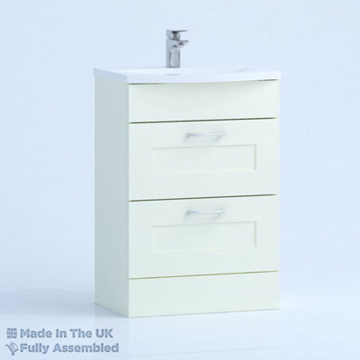 800mm Curve 2 Drawer Floor Standing Bathroom Vanity Basin Unit (Fully Assembled) - Oxford Matt Ivory Price Comparisons | Compare The Build
