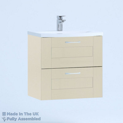 800mm Curve 2 Drawer Wall Hung Bathroom Vanity Basin Unit (Fully Assembled) - Cambridge Solid Wood Mussel Price Comparisons | Compare The Build