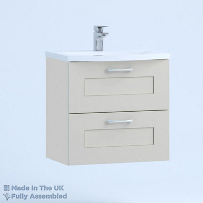 800mm Curve 2 Drawer Wall Hung Bathroom Vanity Basin Unit (Fully Assembled) - Oxford Matt Light Grey Price Comparisons | Compare The Build