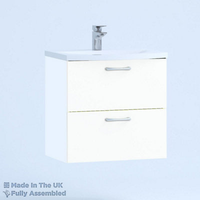 800mm Curve 2 Drawer Wall Hung Bathroom Vanity Basin Unit (Fully Assembled) - Vivo Matt White Price Comparisons | Compare The Build