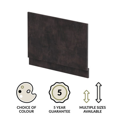 800mm Edge/Power Straight End Bath Panel & Plinth - Textured Matt Metallic Slate - 3