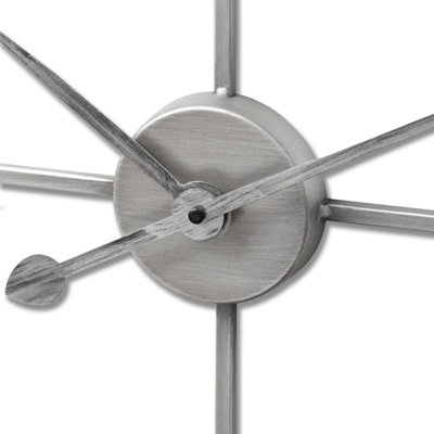 800mm Industrial Silver Open-Frame Wall Clock with Oversized Roman Numerals