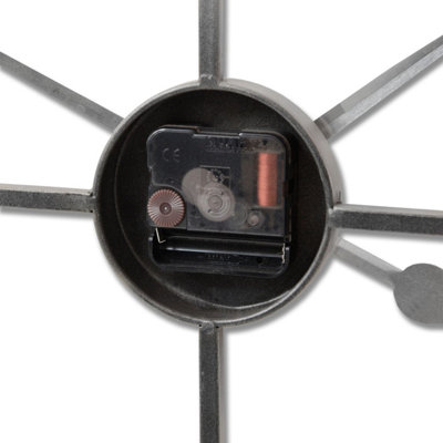 800mm Industrial Silver Open-Frame Wall Clock with Oversized Roman Numerals