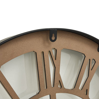 800mm Industrial Wall Clock Black Metal Open Frame White Roman Numerals
