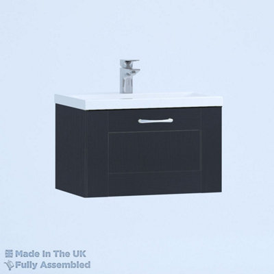 800mm Mid Edge 1 Drawer Wall Hung Bathroom Vanity Basin Unit (Fully Assembled) - Cambridge Solid Wood Indigo Price Comparisons | Compare The Build