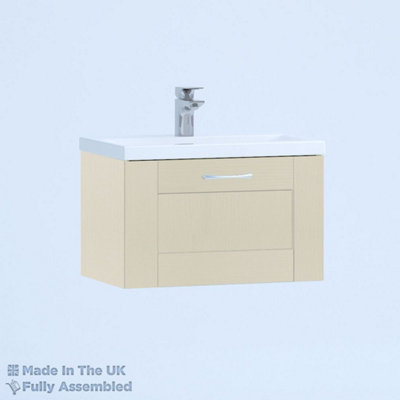 800mm Mid Edge 1 Drawer Wall Hung Bathroom Vanity Basin Unit (Fully Assembled) - Cambridge Solid Wood Mussel Price Comparisons | Compare The Build