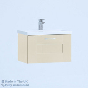 800mm Mid Edge 1 Drawer Wall Hung Bathroom Vanity Basin Unit (Fully Assembled) - Cartmel Woodgrain Mussel