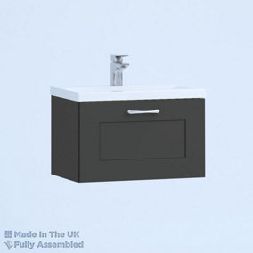 800mm Mid Edge 1 Drawer Wall Hung Bathroom Vanity Basin Unit (Fully Assembled) - Oxford Matt Anthracite