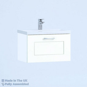 800mm Mid Edge 1 Drawer Wall Hung Bathroom Vanity Basin Unit (Fully Assembled) - Oxford Matt White