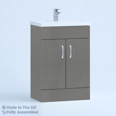 800mm Mid Edge 2 Door Floor Standing Bathroom Vanity Basin Unit (Fully Assembled) - Cambridge Solid Wood Dust Grey Price Comparisons | Compare The Build