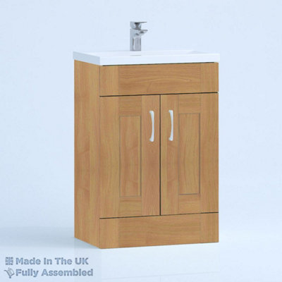 800mm Mid Edge 2 Door Floor Standing Bathroom Vanity Basin Unit (Fully Assembled) - Cambridge Solid Wood Natural Oak Price Comparisons | Compare The Build