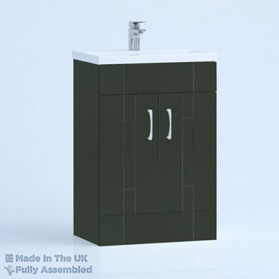 800mm Mid Edge 2 Door Floor Standing Bathroom Vanity Basin Unit (Fully Assembled) - Cartmel Woodgrain Fir Green Price Comparisons | Compare The Build