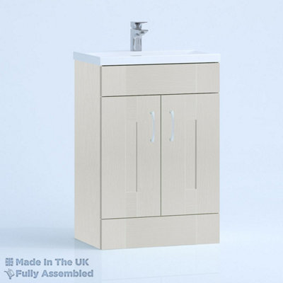 800mm Mid Edge 2 Door Floor Standing Bathroom Vanity Basin Unit (Fully Assembled) - Cartmel Woodgrain Light Grey Price Comparisons | Compare The Build