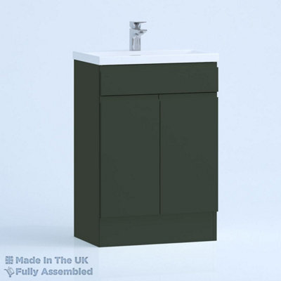 800mm Mid Edge 2 Door Floor Standing Bathroom Vanity Basin Unit (Fully Assembled) - Lucente Matt Fir Green Price Comparisons | Compare The Build