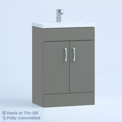 800mm Mid Edge 2 Door Floor Standing Bathroom Vanity Basin Unit (Fully Assembled) - Vivo Gloss Dust Grey Price Comparisons | Compare The Build