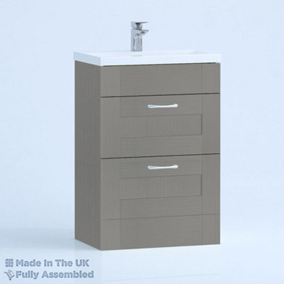 800mm Mid Edge 2 Drawer Floor Standing Bathroom Vanity Basin Unit (Fully Assembled) - Cambridge Solid Wood Dust Grey Price Comparisons | Compare The Build