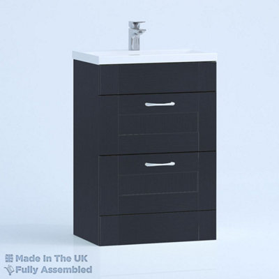 800mm Mid Edge 2 Drawer Floor Standing Bathroom Vanity Basin Unit (Fully Assembled) - Cambridge Solid Wood Indigo Price Comparisons | Compare The Build