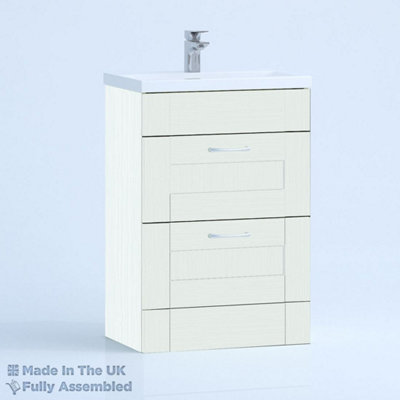 800mm Mid Edge 2 Drawer Floor Standing Bathroom Vanity Basin Unit (Fully Assembled) - Cambridge Solid Wood Ivory Price Comparisons | Compare The Build