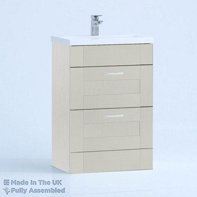 800mm Mid Edge 2 Drawer Floor Standing Bathroom Vanity Basin Unit (Fully Assembled) - Cambridge Solid Wood Light Grey Price Comparisons | Compare The Build