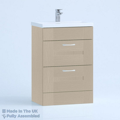 800mm Mid Edge 2 Drawer Floor Standing Bathroom Vanity Basin Unit (Fully Assembled) - Cartmel Woodgrain Cashmere Price Comparisons | Compare The Build