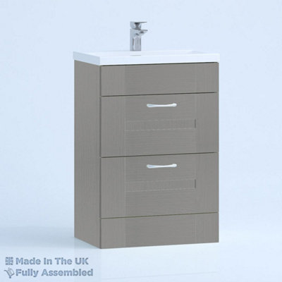 800mm Mid Edge 2 Drawer Floor Standing Bathroom Vanity Basin Unit (Fully Assembled) - Cartmel Woodgrain Dust Grey Price Comparisons | Compare The Build