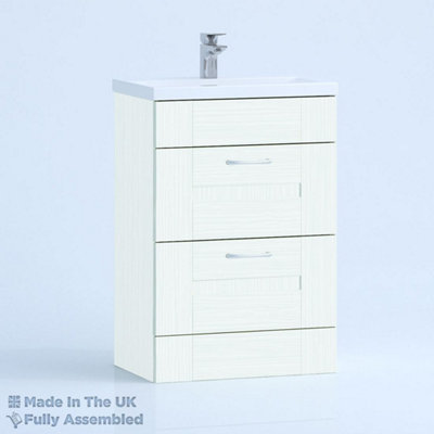 800mm Mid Edge 2 Drawer Floor Standing Bathroom Vanity Basin Unit (Fully Assembled) - Cartmel Woodgrain Ivory Price Comparisons | Compare The Build