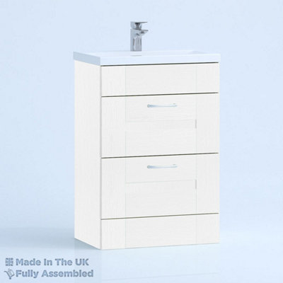 800mm Mid Edge 2 Drawer Floor Standing Bathroom Vanity Basin Unit (Fully Assembled) - Cartmel Woodgrain White Price Comparisons | Compare The Build