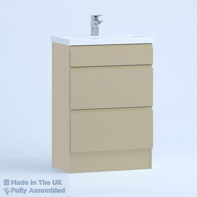 800mm Mid Edge 2 Drawer Floor Standing Bathroom Vanity Basin Unit (Fully Assembled) - Lucente Gloss Cashmere