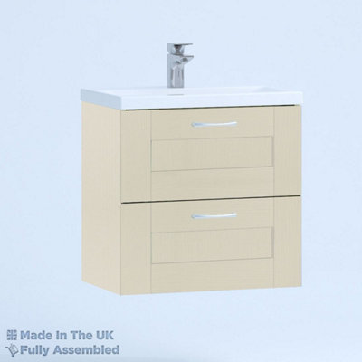 800mm Mid Edge 2 Drawer Wall Hung Bathroom Vanity Basin Unit (Fully Assembled) - Cambridge Solid Wood Mussel Price Comparisons | Compare The Build