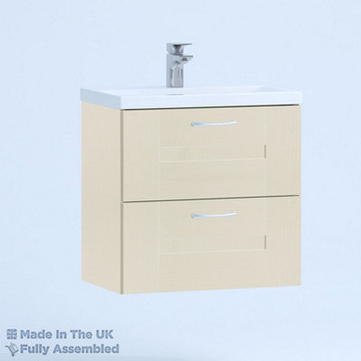 800mm Mid Edge 2 Drawer Wall Hung Bathroom Vanity Basin Unit (Fully Assembled) - Cartmel Woodgrain Mussel Price Comparisons | Compare The Build