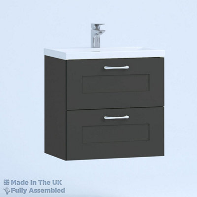 800mm Mid Edge 2 Drawer Wall Hung Bathroom Vanity Basin Unit (Fully Assembled) - Oxford Matt Anthracite Price Comparisons | Compare The Build