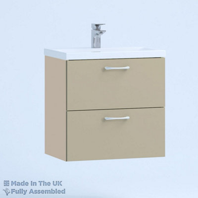 800mm Mid Edge 2 Drawer Wall Hung Bathroom Vanity Basin Unit (Fully Assembled) - Vivo Matt Cashmere Price Comparisons | Compare The Build