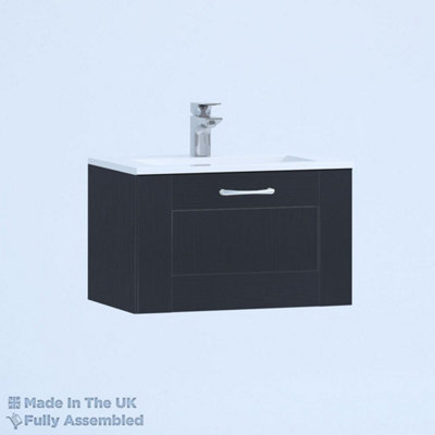 800mm Minimalist 1 Drawer Wall Hung Bathroom Vanity Basin Unit (Fully Assembled) - Cambridge Solid Wood Indigo Price Comparisons | Compare The Build