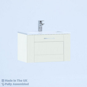 800mm Minimalist 1 Drawer Wall Hung Bathroom Vanity Basin Unit (Fully Assembled) - Cambridge Solid Wood Ivory