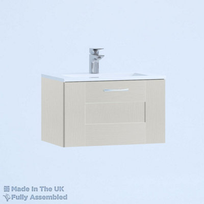 800mm Minimalist 1 Drawer Wall Hung Bathroom Vanity Basin Unit (Fully Assembled) - Cartmel Woodgrain Light Grey Price Comparisons | Compare The Build