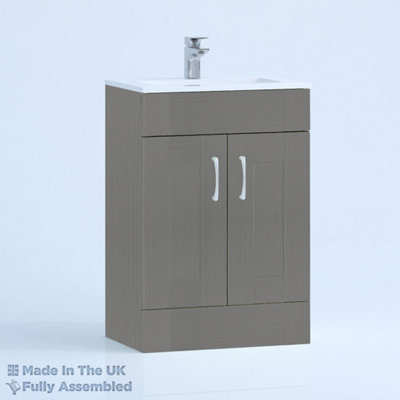 800mm Minimalist 2 Door Floor Standing Bathroom Vanity Basin Unit (Fully Assembled) - Cambridge Solid Wood Dust Grey Price Comparisons | Compare The Build