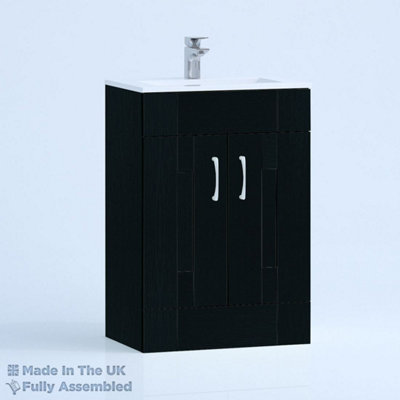 800mm Minimalist 2 Door Floor Standing Bathroom Vanity Basin Unit (Fully Assembled) - Cartmel Woodgrain Anthracite Price Comparisons | Compare The Build