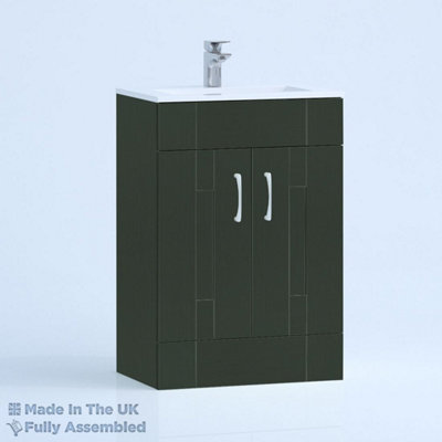 800mm Minimalist 2 Door Floor Standing Bathroom Vanity Basin Unit (Fully Assembled) - Cartmel Woodgrain Fir Green Price Comparisons | Compare The Build