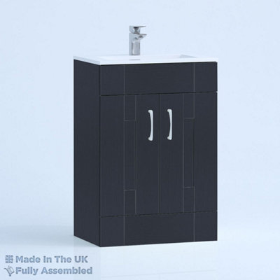 800mm Minimalist 2 Door Floor Standing Bathroom Vanity Basin Unit (Fully Assembled) - Cartmel Woodgrain Indigo Price Comparisons | Compare The Build