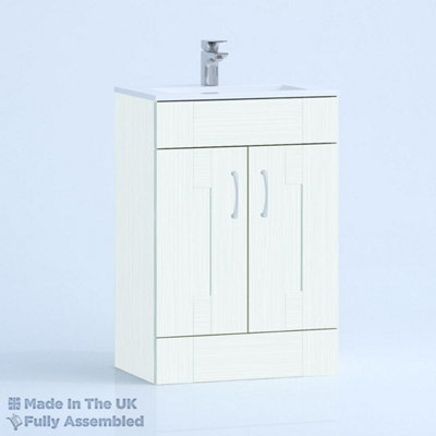 800mm Minimalist 2 Door Floor Standing Bathroom Vanity Basin Unit (Fully Assembled) - Cartmel Woodgrain Ivory Price Comparisons | Compare The Build